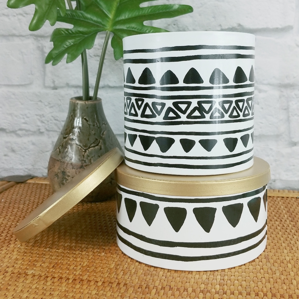 PIER 1 Boho Tin Storage Containers Set of 2 NWT